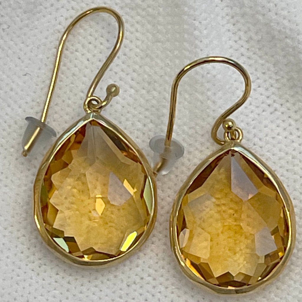 Nwot 2095 Ippolita Rock Candy Citrine 18k Yellow Gold Medium Teardrop Earrings 1590$